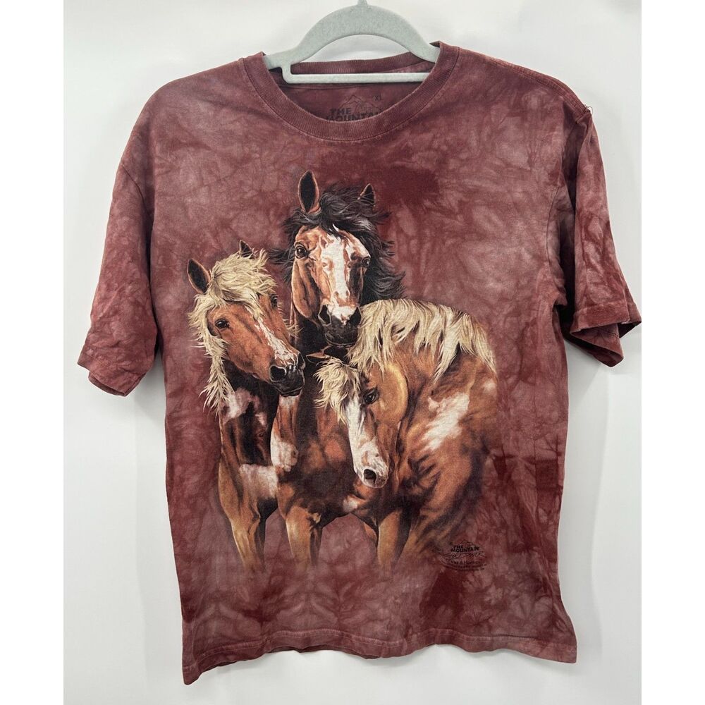 The Mountain Find 8 Horses T-Shirt Gardner Russet Tie Dye Western XL